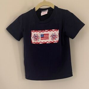 Classic Navy Kids Tee and Shorts Set with Flag Smoking